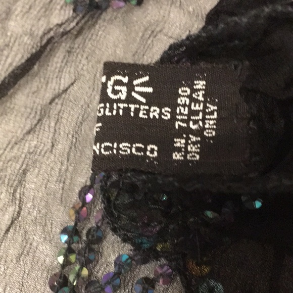 ATG “ALL THAT GLITTERS OF SAN FRANCISCO “ BLACK RAYON SHAWL - Picture 8 of 9